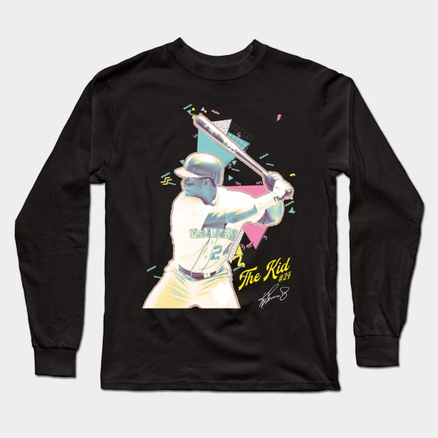 Ken Griffey Jr The Kid Basketball Legend Signature Vintage Retro 80s 90s Bootleg Rap Style Long Sleeve T-Shirt by CarDE